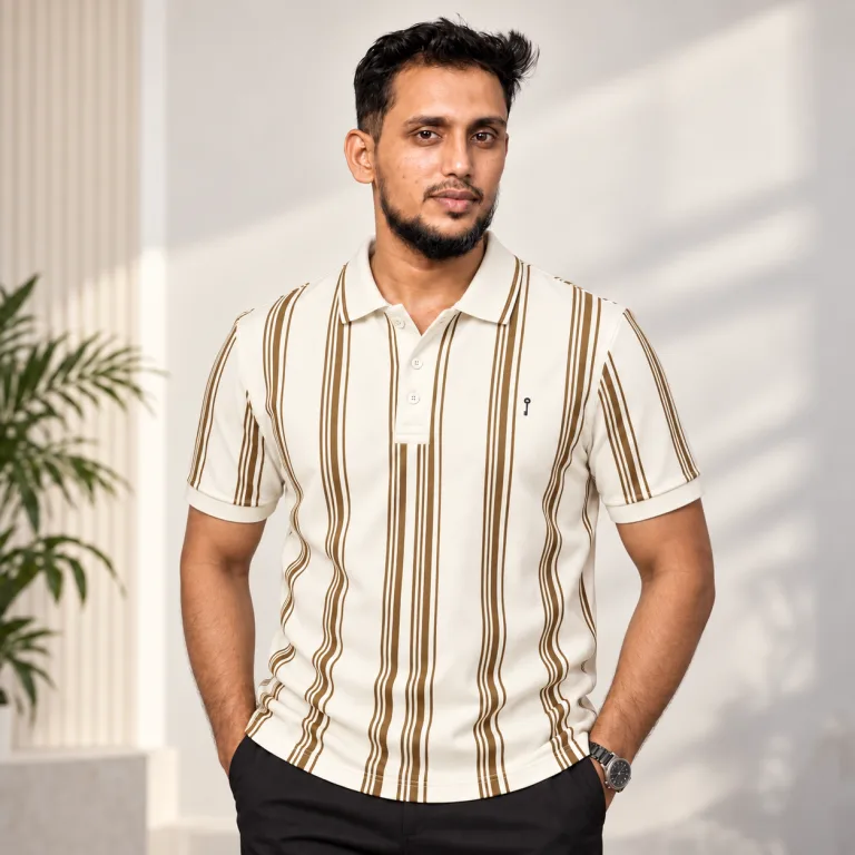 Premium China Fabric Striped Polo Shirt